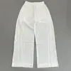 Calça Larga de Linho Tencel Estilo Relaxado com Cordão Cintura Elástica Primavera Verão Nova Feminina Solta Emagrecedora Versátil Casual Longa