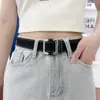 Cinto Feminino de Lona Sem Furos Simples para Jeans Casual Feminino Jovem Tendência Estudantes