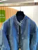 Jaqueta jeans azul super bonita feminina curta 2026 nova início do outono estilo coreano solta casual gola alta jaqueta top