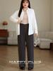 Pantalones de Traje Anchos de Pierna Ancha con Cintura Alta, Drapeados, de Reloj de Arena, Tallas Grandes Runqi 8872 Pantalones Largos de Traje para Primavera y Otoño