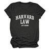 Amazon Ebay Estación Independiente Cómoda Casual Mujer Harvard Law Solo Cuello Redondo Camiseta de Manga Corta al Mayoreo