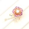 Broche Flor de Hibisco com Pedra Inlaid Cola Gota Duas Cores Sol Nuvem Nicho Broche Flor Trombeta Pérola Natural Anti-luz Feminino
