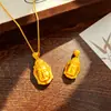 Pingente Sólido Tradicional Banhado a Ouro de Buda e Guanyin, Alta Retenção de Cor, Colar Feminino, Pingente de Cabeça de Buda, Acessório de Corrente para Suéter