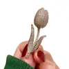 Broche de Tulipán con Ramo Completo de Diamantes Estilo Francés Súper Hermoso, Broche de Circonita Elegante y Versátil para Mujer, Adecuado para Trajes y Abrigos