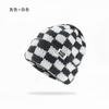 Gorro de Punto Cuadros Tablero de Ajedrez para Mujer Otoño e Invierno Nuevo Estilo Coreano Nicho Gorro de Lana para Cabeza Grande Muestra la Cara Pequeña Gorro Cálido