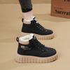 Nuevos Zapatos de Algodón para Mujer Botas de Cuero Superficie Suave Más Terciopelo Cálido Adolescentes Negro Casual Moda Zapatos de Cuero