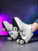 2025 Nuevo Un Botón Encoger Polea de Cuatro Ruedas Ruedas de Cordones Patines de Velocidad para Adolescentes Zapatos Heelo Voladores para Hombre