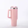 Taza de Coche de Primera Generación de Acero Inoxidable 304 de Doble Pared, Aislada, de 40 oz, Transfronteriza, con Asa Portátil y Taza con Popote para Montar en Coche