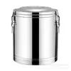 Nuevo Cubo Aislado de Acero Inoxidable, Cubo de Arroz Comercial de Gran Capacidad para Puestos, Cubo de Sopa Aislado de Tres Capas para Comedores Escolares