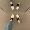 Zapatos de Ballet de Tacón Grueso con Correa Cruzada Vintage para Mujer 2024 Nuevos Punta Cuadrada Nicho Suela Blanda Zapatos Mary Jane
