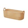 Cesta de Armazenamento de Plástico com Aparência de Rattan para Casa Mais Vendida, Caixa de Armazenamento Estilo Bambu Vintage de Luxo Leve, Cesto de Roupa Suja