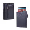 Portatarjetas Antirrobo RFID Empuje Lateral Aleación de Aluminio Estuche para Tarjetas de Crédito Billetera para Monedas de Cuero PU En Stock Venta al por Mayor Transfronterizo En Stock