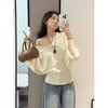 Tamanho Plus Estilo Coreano Estilo Preguiçoso Gola V Manga Morcego Malha para Mulheres Outono e Inverno Alças na Cintura Efeito Emagrecedor Top de Malha