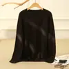 Suéter Feminino de Outono e Inverno Novo, Completamente de Caxemira, Gola Redonda, Espessado, Seis Fios, Amigo da Pele, Casual, Solto, Suéter Preguiçoso