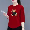 Comercio exterior transfronterizo ropa de maternidad, camiseta de manga tres cuartos para mujeres de mediana edad y mayores, holgada, casual, top básico versátil