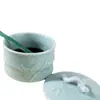 Piedra de tinta para olla caliente de cerámica, Plato de tinta, Caja de tinta, Lavador de tinta con tapa, Recipiente de tinta humectante de doble círculo, Especial para caligrafía, Uno de los Cuatro Tesoros del Estudio
