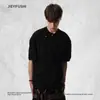 Camiseta Personalizada Masculina de Manga Curta Lisa com Botões e Gola Assimétrica, Top Casual Soltinho Tendência de Verão Meia-Manga
