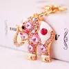 Llavero creativo de elefante de cristal con incrustaciones de diamantes, llavero de animal, accesorios para bolso, colgante de metal, pequeño regalo