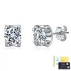 Aretes de botón de plata de ley S925 con cabeza de toro y moissanita, engaste de cuatro puntas, diseño redondo, simples y versátiles, directo de fábrica