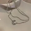 Blanco Hada Luz de Luna Conjunto de Dos Piezas Doble Capa Superpuesto Cadena para Clavícula Luna Nuevo Estilo Lujo Ligero Diseño de Nicho para Mujeres