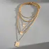 Juego de seis piezas de collares de cadena multicapa de estilo metálico europeo y americano, cadenas para la clavícula de moda transfronteriza, accesorios de nicho de lujo ligero para mujer