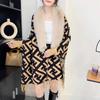 Ropa de mujer de otoño e invierno, comercio exterior, nuevo, chal suelto, capa, abrigo exterior bidireccional, abrigo largo, suéter de punto de estilo occidental para mujer