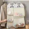 Bolsa de pendurar com grade de panda artefato de armazenamento de roupas íntimas e meias casa de aluguel dormitório doméstico interior do guarda-roupa bolsa de armazenamento de meias