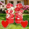 Letrero de Jardín para el Día de San Valentín Transfronterizo con Corazones Dulces y Coloridos, Letrero Decorativo de Jardín con Luces