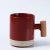 Caneca de Cerâmica com Cabo de Madeira Estilo Coreano Xícara de Café Chá Leite Lembrança Copo de Água Retrô Caixa de Presente com Logo Impresso