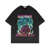 Playera Lavada Vieja de Manga Corta Americana Retro Oversize Animación One Piece Luffy Manga Corta T Básico Popular Algodón