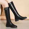 Botas Altas de Cuero Suave de Moda para Mujer 2026 Otoño/Invierno Nuevo Estilo Botas Largas para Personas Bajas Botas Altas Botas de Montar con Felpa