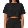 Camiseta de Manga Corta Cómoda de Cuello Redondo Estilo Nuevo para Mujer, para Exteriores, Fitness, Running, Top Holgado 3091