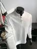 Chegada Nova Primavera 2026 Moletom com Gola Henley Estruturado de Manga Longa Branco Emagrecedor Mais Vendido Malha Masculina de Alta Qualidade