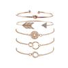 Joyería transfronteriza europea y americana moda geométrica pulsera de metal con hebilla OT para mujer creativa pulsera multicapa de cuentas redondas incrustadas con diamantes en stock