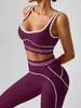 Conjunto de yoga bicolor com alças duplas nos ombros, roupa esportiva fitness para mulheres, top de treino para corrida e calça comprida, conjunto de yoga de duas peças