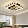 Lámpara de Sala de Estar Estilo Lujo Moderno con Sensación de Alta Gama, Elegante Diseño de Hielo Rachado, Lámpara de Dormitorio Integrada, Lámpara Ventilador Controlada por Control Remoto Inteligente