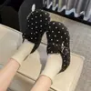 Zapatos casuales retro de gamuza con lunares para mujer, nueva colección de otoño 2026, estilo coreano moderno y versátil, cómodos zapatos planos de algodón con detalle de hebilla