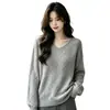 Suéter de punto con lentejuelas y cuello en V para mujer, nueva colección otoño/invierno 2026, estilo holgado y relajado, de manga larga, suéter versátil, top de capa base