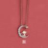 Collar original zodiaco conejo para mujer plata esterlina estrella luna oro rosa cadena clavícula animal año Conejo colgante año Conejo