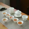 Juego de Té Kung Fu Personalizado de Porcelana de Jade Blanco para Uso Doméstico, Eventos de Negocios, Souvenirs, Regalos de Inauguración de Empresa, Caja de Regalo