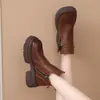 Botines gruesos estilo Martin para mujer, nueva colección otoño/invierno 2026, estilo británico, adecuados para mujeres menudas, retro y versátiles, punta redonda, forrados de peluche, botines cortos