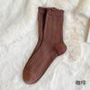 Meias Sem Costura para Mulheres, Meias de Algodão para Outono e Inverno de Cano Médio, Meias Brancas para Gestantes, Meias Longas Folgadas, Meias Longas de Tricô com Renda