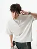 Estilo Old Money Camiseta Masculina Manga Curta Gola Padre 2026 Verão Nova Alta Qualidade Texturizada Solta Gola V Versátil Manga Meia