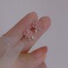 Pendientes de micro diamantes de imitación rosa rosa para mujer, 2023, nuevas explosiones, flor de oro rosa, hermosos pendientes de alta gama.
