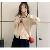 Jaqueta suéter gola navy com zíper duplo, color block, estilo faculdade, estilo coreano, para mulheres, moda outono 2026, cardigã de tricô casual