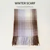Estilo Coreano Inverno Novo Cachecol de Imitação de Caxemira Versátil Xadrez Acolchoado Xale Mesmo Estilo Cachecol de Casal para Homens e Mulheres