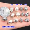Abalorio separador con forma de caparazón de tortuga que trae fortuna de plata pura s999, abalorio cilíndrico, adorno de cristal, pulsera tejida, collar, accesorios hechos a mano para DIY