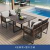 Mesa e Cadeiras para Terraço de Pátio de Villa Rattan à Prova d'Água e de Sol Mesa Longa de Hotel B&B Mesa de Jantar ao Ar Livre Cadeira de Rattan Conjunto de Três Peças