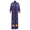 Uniforme de Sacerdote Medieval con Bordado de Cruz Multicolor, Cuello Alto, Borlas, Atuendo para Coro, Disfraz de Cosplay para Halloween
