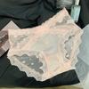 Calcinha Feminina de Renda com Bordas de Renda, Tela, Alta Elasticidade, Confortável, Amiga da Pele, Pura Lustre, Translúcida, Cintura Média, Cor Pura